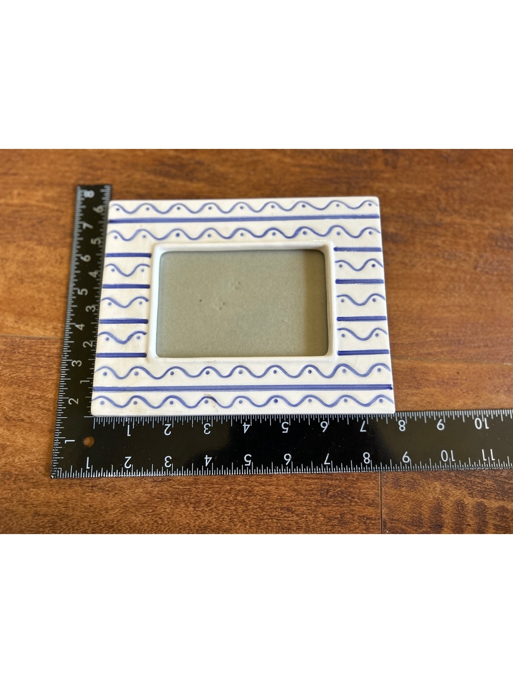 Ceramic Picture Frame with Blue Wave Pattern - Picture 4 of 4